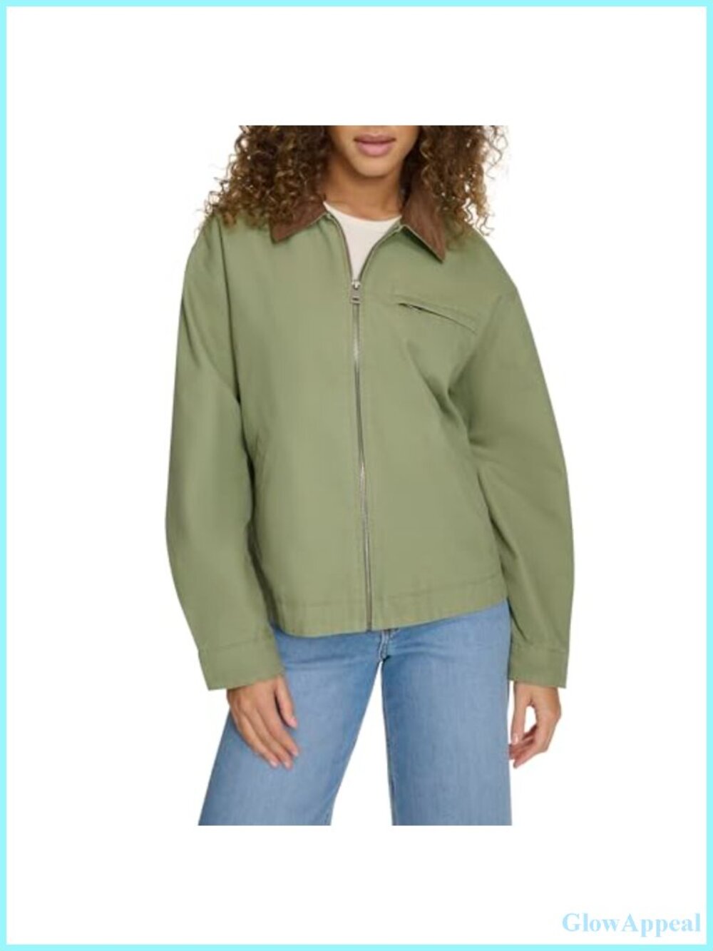 Women's Zip Up Utility Jacket Relaxed Fit Collar Pockets Casual